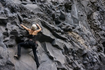 Rock Climbing Lava Cliffs in Baños, Ecuador