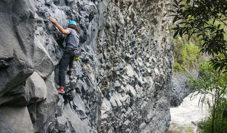 Rock Climbing Lava Cliffs in Baños, Ecuador