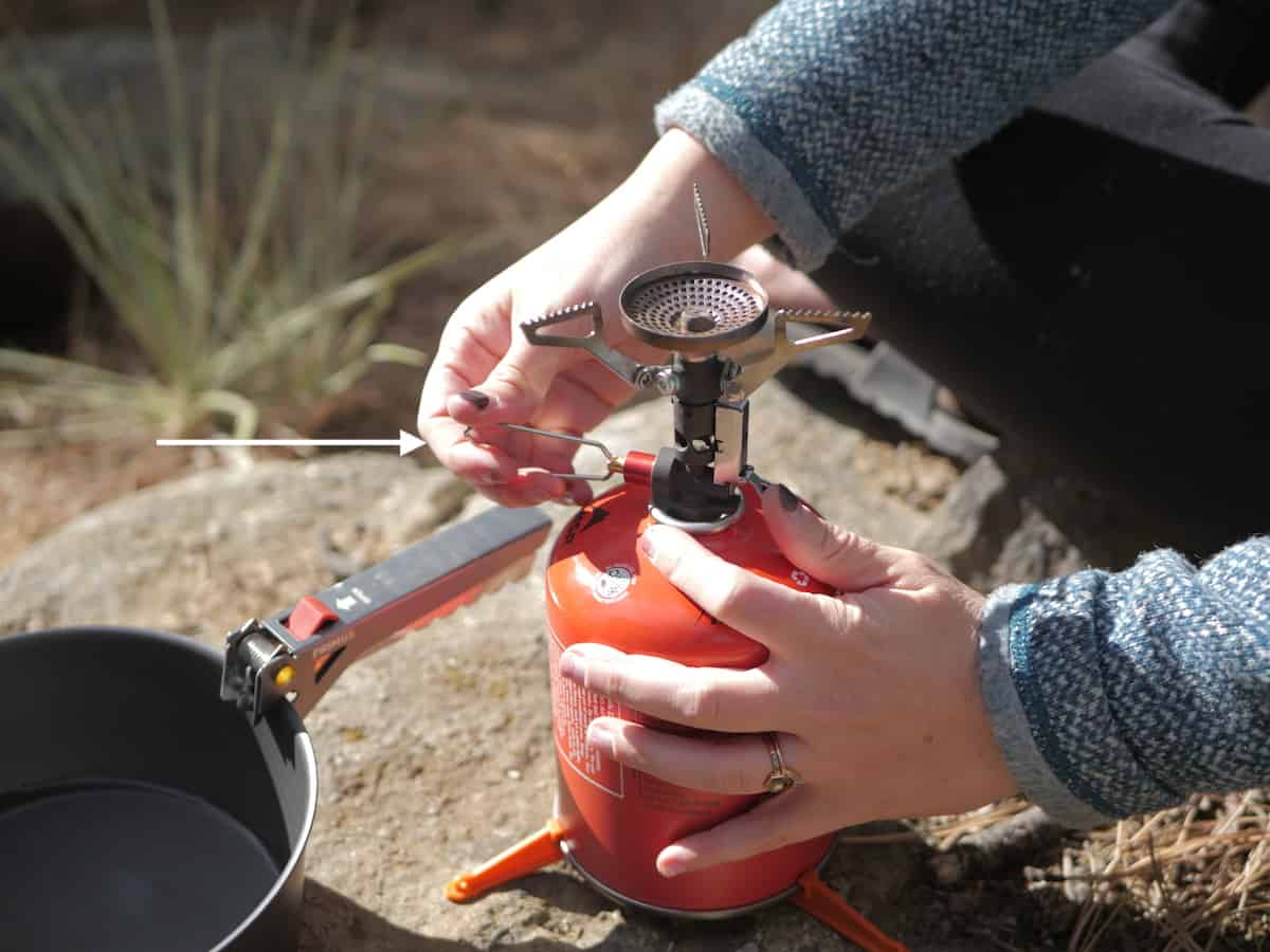 MSR Pocket Rocket pressure regulator - best ultralight backpacking stove