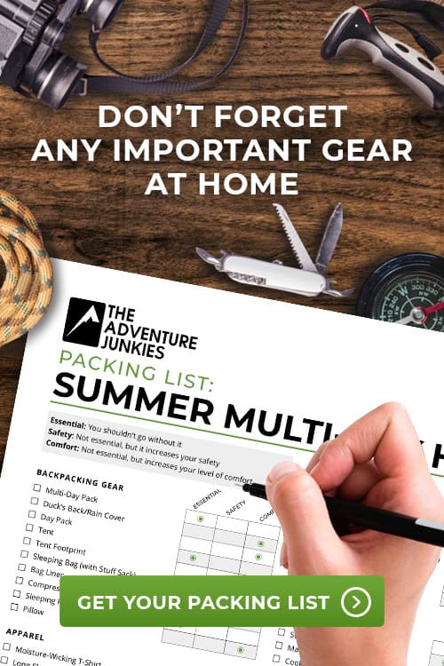 hiking packing list 5 days