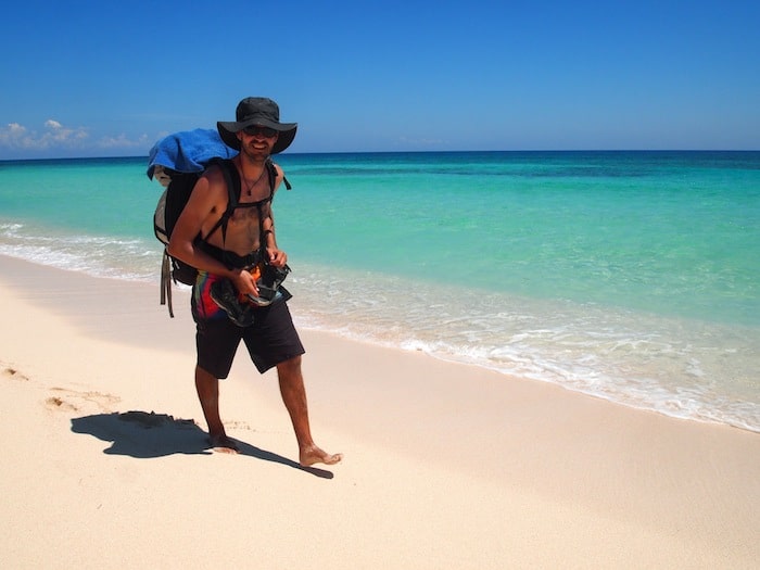 Hiking on the Beach to Punta Allen, Mexico.