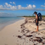 Hiking on the Beach to Punta Allen, Mexico.